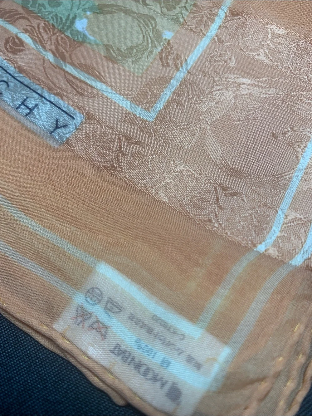 Givenchy Peach Green Floral Silk Scarf